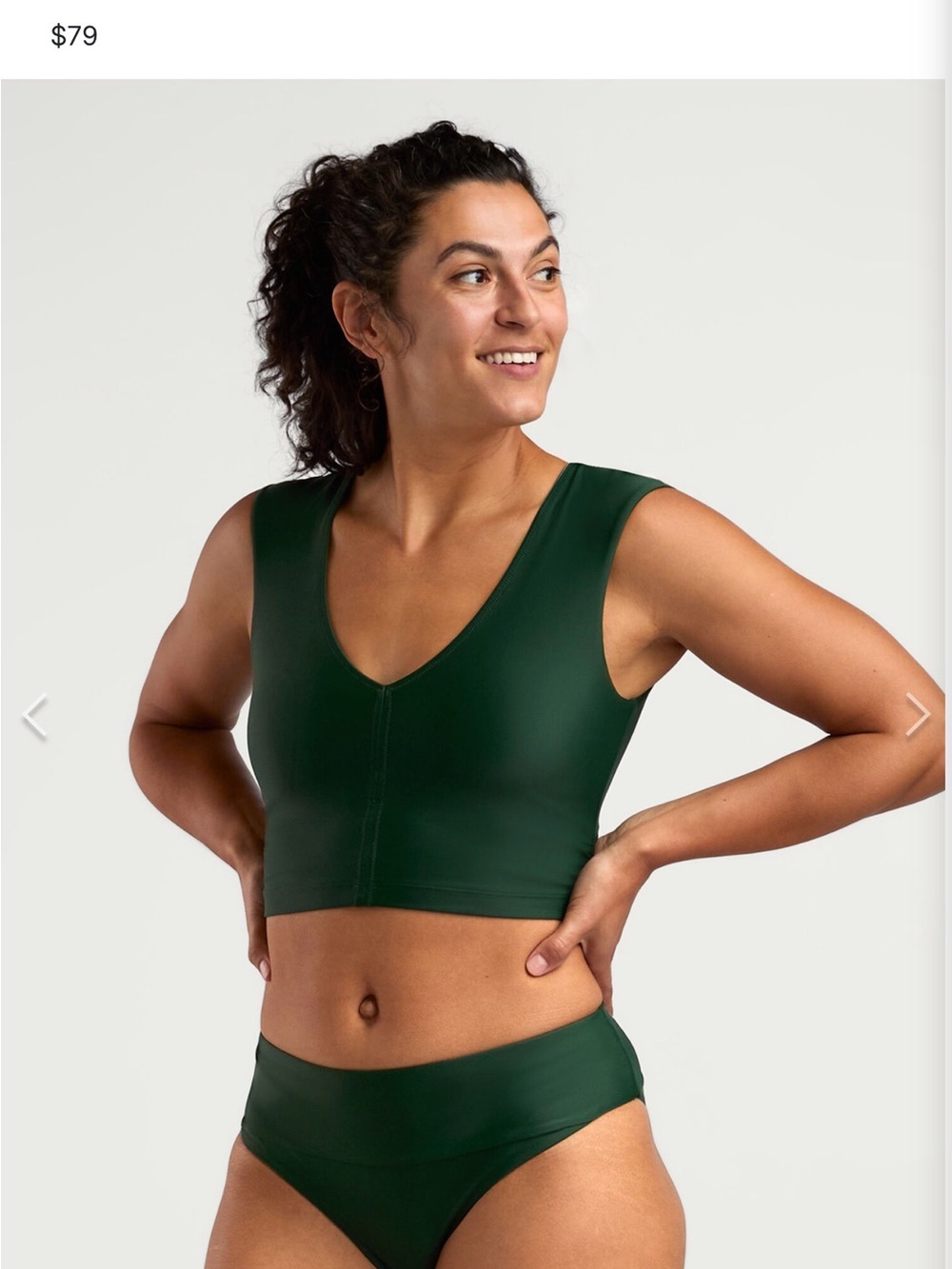 Title Nine Deep Green V-Neck Crop bikini top